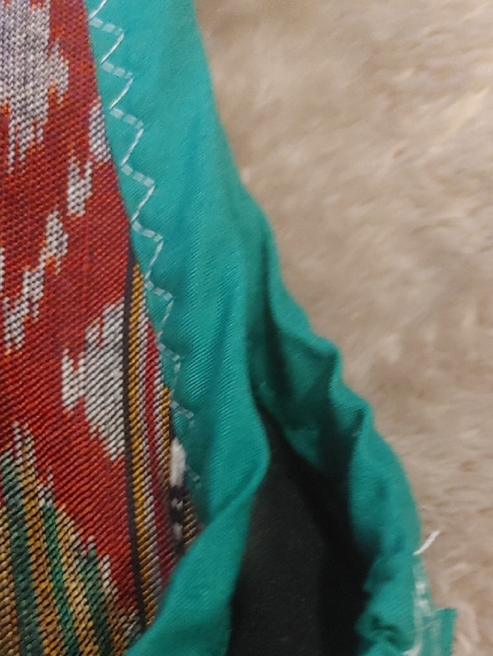 Boho Woven Patchwork Vest with Teal Trim - Picture 5 of 14